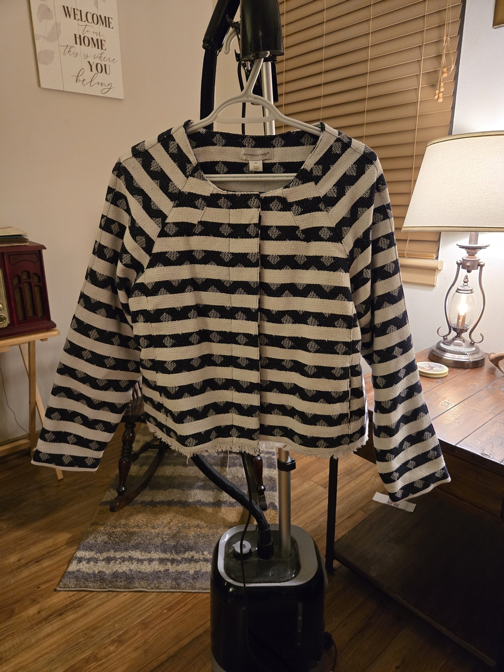 Christopher & Banks Navy Striped Button Up Jacket -NWT
